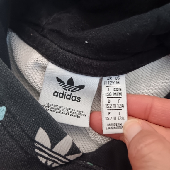 BOGO Sale 🌞 Adidas~Black Colorful Monogram Hooded Sweatshirt Unisex - Picture 2 of 16